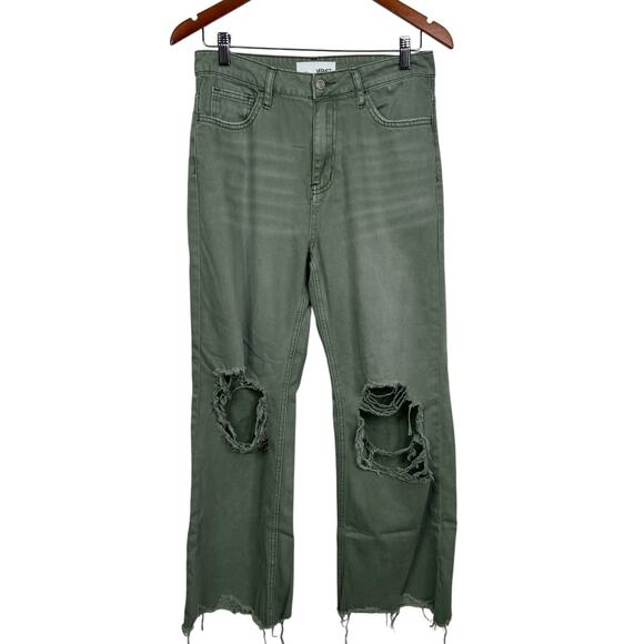 Vervet Super High Rise 90s Vintage Crop Flare Jeans Green Size 27 - Picture 2 of 8
